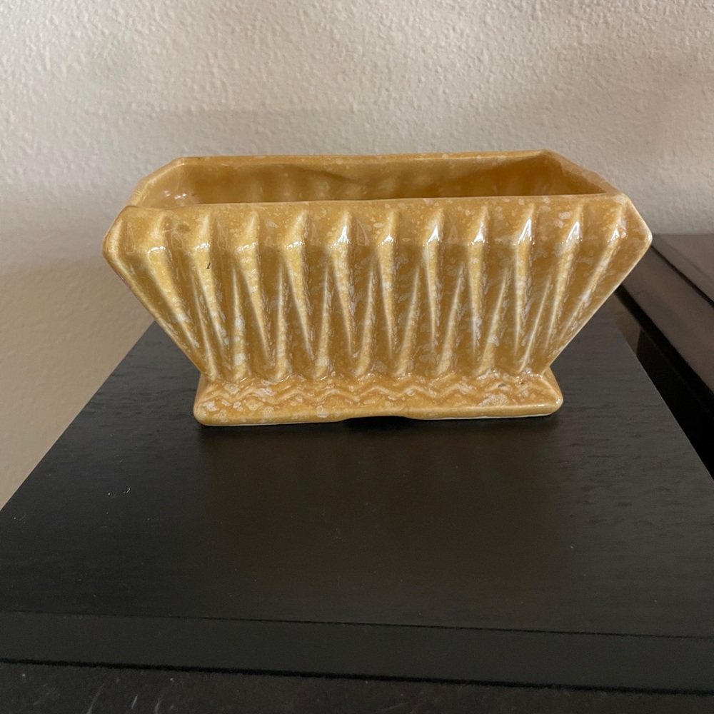 Vintage MCM Gold Ceramic Planter